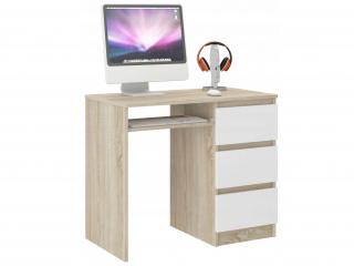 CALI N3 íróasztal - fehér / sonoma tölgy Oldal: Jobbos