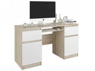 CALI N6 számítógépes asztal - sonoma tölgy / fehér