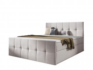 CHARLOTTE kárpitozott boxspring ágy ágyneműtartóval és matraccal - krémszín Méret: 140x200