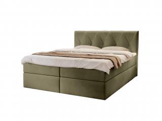 DEAN kárpitozott boxspring franciaágy - olivazöld Méret: 160x200