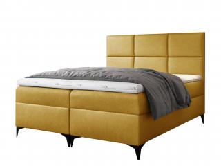FAVA kárpitozott boxspring ágyneműtartós ágy fedőmatraccal - sárga Fancy Méret: 140x200
