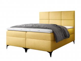 FAVA kárpitozott boxspring ágyneműtartós ágy fedőmatraccal - sárga Velvet Méret: 140x200
