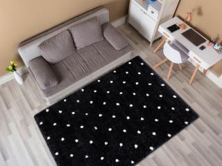 Fekete-fehér pöttyös FEBIE szőnyeg Méret: 120x170 cm