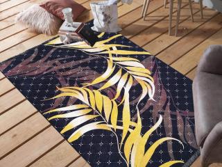 Fekete trópusi levél mintás AMARAN szőnyeg Méret: 160x220 cm