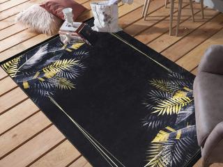 Fekete trópusi mintás modern LEWY szőnyeg Méret: 80x150 cm
