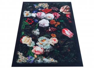 Fekete virágos MARGY szőnyeg Méret: 120x180 cm