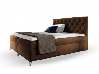 GULIETTE ágyneműtartós kárpitozott boxspring ágy matracokkal - barna Méret: 140x200