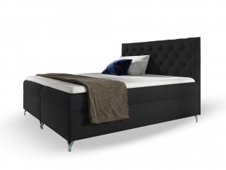 GULIETTE ágyneműtartós kárpitozott boxspring ágy matracokkal - fekete Méret: 140x200