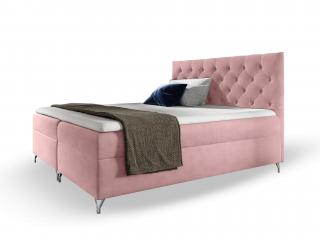 GULIETTE ágyneműtartós kárpitozott boxspring ágy matracokkal - rózsaszín Méret: 140x200