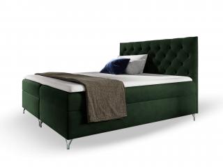 GULIETTE ágyneműtartós kárpitozott boxspring ágy matracokkal - zöld Méret: 140x200