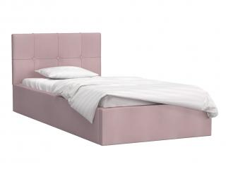 INGRIT kárpitozott egyszemélyes ágy ágyneműtartóval 90x200 - rózsaszín