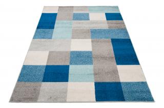 Kék-fehér geometrikus mintás Johann szőnyeg Méret: 140x190 cm