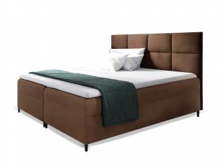 LEILA ágyneműtartós kárpitozott boxspring ágy matraccal - barna Méret: 140x200