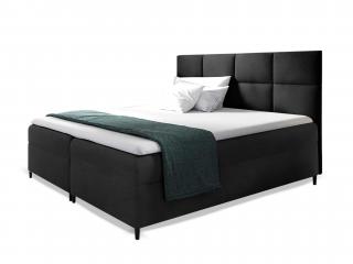 LEILA ágyneműtartós kárpitozott boxspring ágy matraccal - fekete Méret: 140x200