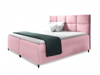 LEILA ágyneműtartós kárpitozott boxspring ágy matraccal - rózsaszín Méret: 160x200