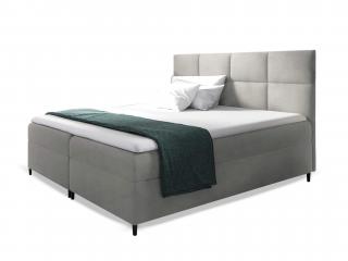 LEILA ágyneműtartós kárpitozott boxspring ágy matraccal - szürke Méret: 160x200