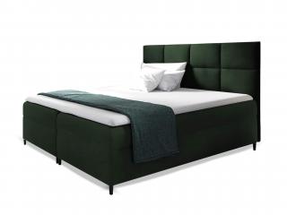 LEILA ágyneműtartós kárpitozott boxspring ágy matraccal - zöld Méret: 160x200
