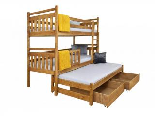 PETRA 5 emeletes ágy pótággyal - tölgy Méret: 180x80