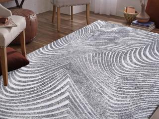 Szürke-bézs csíkos BOPP szőnyeg Méret: 200x290 cm
