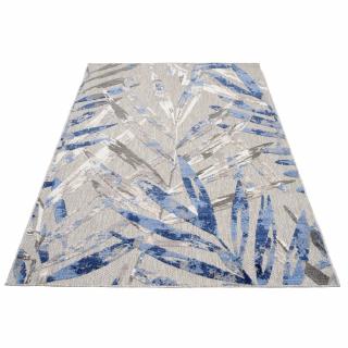 Szürke - kék pálmalevél mintás STORMY szőtt szőnyeg Méret: 80x150 cm