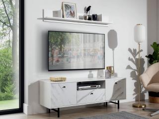 VEROLI RTV150 TV szekrény + VEROLI fali polc - fehér