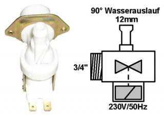 Mosógép alkatrész, MÁGNESSZELEP 1utas 90fok 12mm WHIRLPOOL AWT ew01747