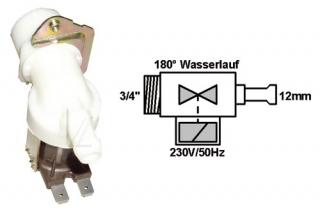 Mosógép alkatrész, MÁGNESSZELEP,  ELEKTROMOS-SZELEP 1-UTAS 180° 12MM ew02137