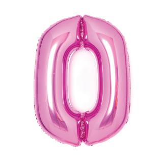 0 - ás születésnapi szám fólia lufi -  rózsaszín 66cm