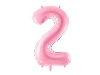 2-es születésnapi szám fólia lufi - babarózsaszín 86cm