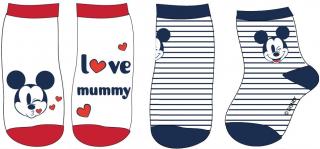 2 pár gyerek zokni készlet - Mickey Mouse (I love mummy) Méret - babáknak: 9 - 18 hónap