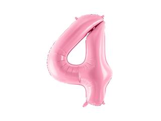 4-es születésnapi szám fólia lufi - babarózsaszín 86cm