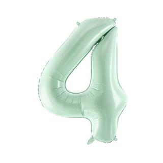 4-es születésnapi szám fólia lufi - pasztell zöld 72 cm