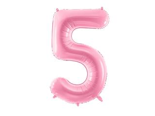 5-ös születésnapi szám fólia lufi - babarózsaszín 86cm