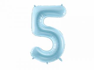 5-ös születésnapi szám fólia lufi - világoskék 86cm
