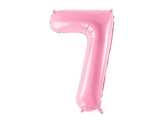 7-es születésnapi szám fólia lufi - babarózsaszín 86cm