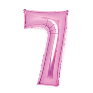 7 - es születésnapi szám fólia lufi - világos rózsaszín 66cm