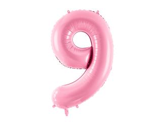 9-es születésnapi szám fólia lufi - babarózsaszín 86cm
