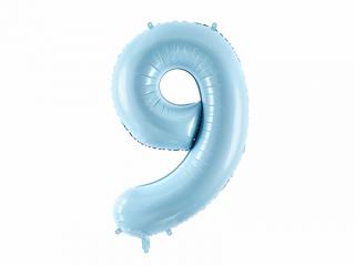 9-es születésnapi szám fólia lufi - világoskék 86cm