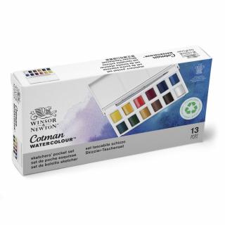 Akvarell festék készlet 12 db-os félszilke + 1 ecset Winsor & Newton