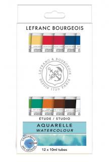Akvarell festék készlet - 12 tubus Lefranc Bourgeois
