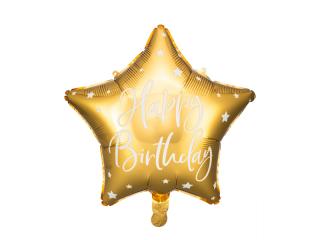 Fóliás lufi csillag - Happy Birthday csillagokkal 40 cm