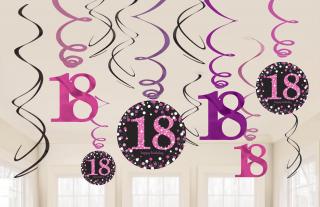 Függő dekoráció 18. születésnap - csillogó rózsaszín