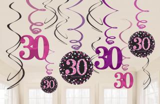 Függő dekoráció 30. születésnap - csillogó rózsaszín