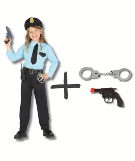 Gyerek jelmez szett - Rendőr fegyverrel és bilinccsel - XL -es méret
