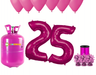Hélium parti 25. születésnapra rózsaszín színű lufikkal