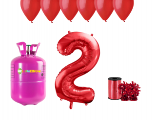 Hélium parti szett 2. születésnapra piros színű lufikkal