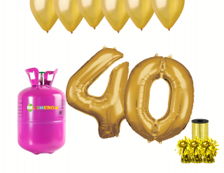 Hélium parti szett 40. születésnapra arany színű lufikkal