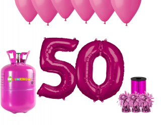 Hélium parti szett 50. születésnapra rózsaszín színű lufikkal