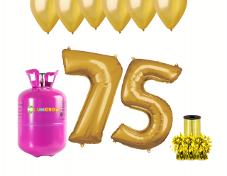 Hélium parti szett 75. születésnapra arany színű lufikkal