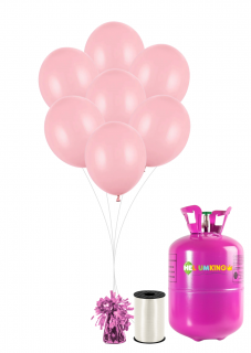 Hélium parti szett rózsaszín színű lufikkal 50 drb